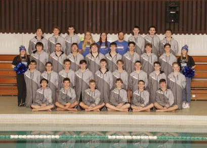 Wauwatosa Boys Swim Team with Coach Hiedi Hegwood