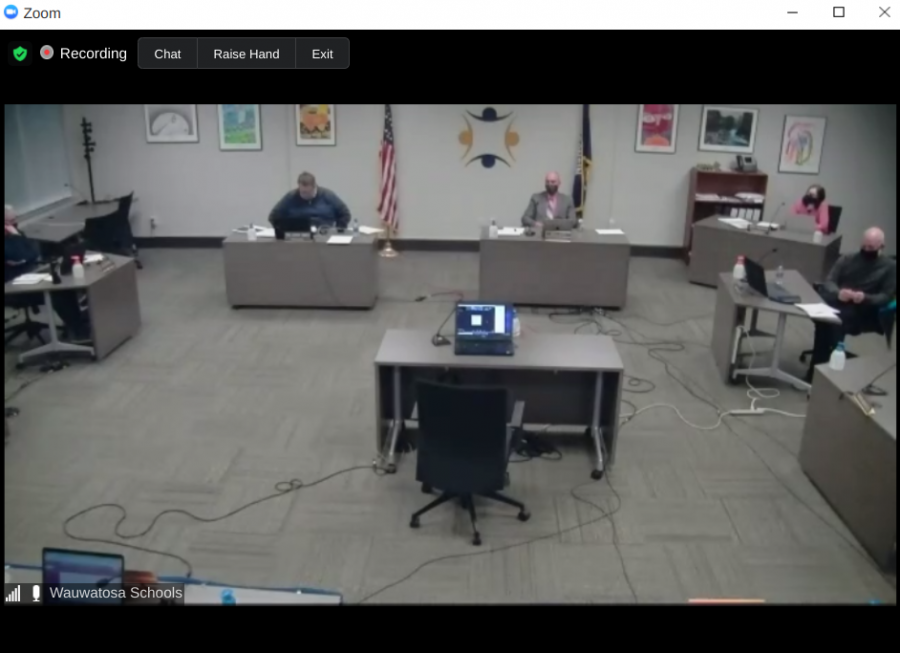 Wauwatosa School Board members met in a hybrid meeting with some members participating in-person and others connecting via the video conferencing platform Zoom on Jan. 25, 2021.