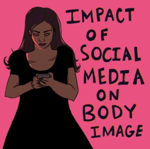 Graphic by Evelyn Skyberg Greer to represent the impact of social media on body image. 