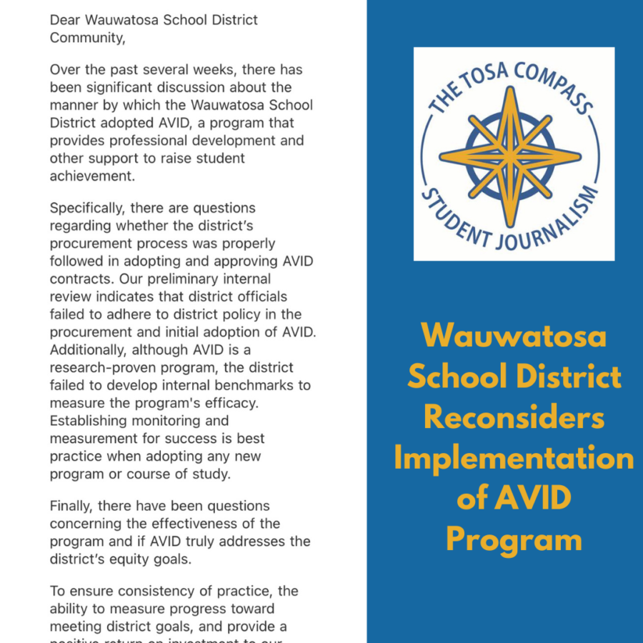 Parents and students of the AVID program in the Wauwatosa School District received an email on Wednesday, October 27th that announced a review of the AVID program and how it fits into the district’s equity plan. 