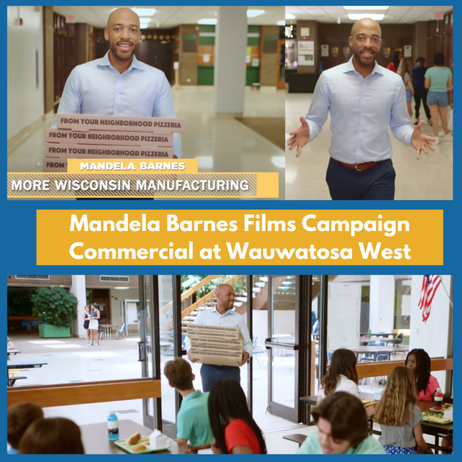 Mandela Barnes films campaign commerical at Wauwatosa West. 