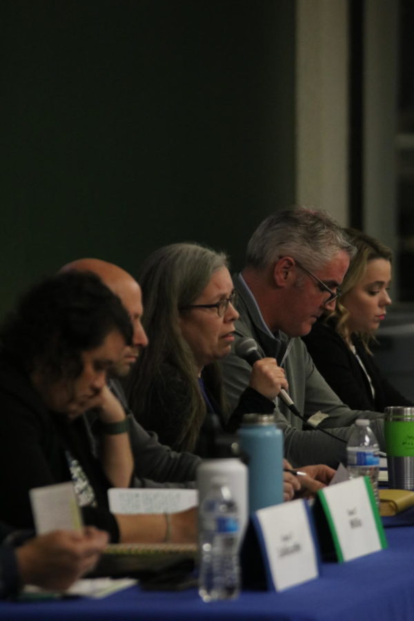 Candidates for the April 4th school board discuss issues at the school board forum at Tosa West.