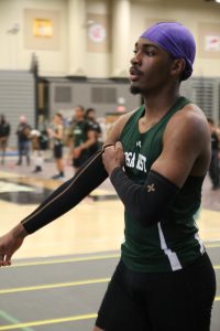 Senior Chris Fortenberry gets ready to run.